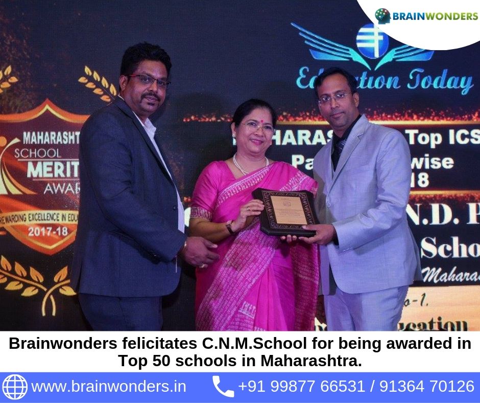 Brainwonders felicitates C.N.M.School for being awarded in Top 50 schools in Maharashtra