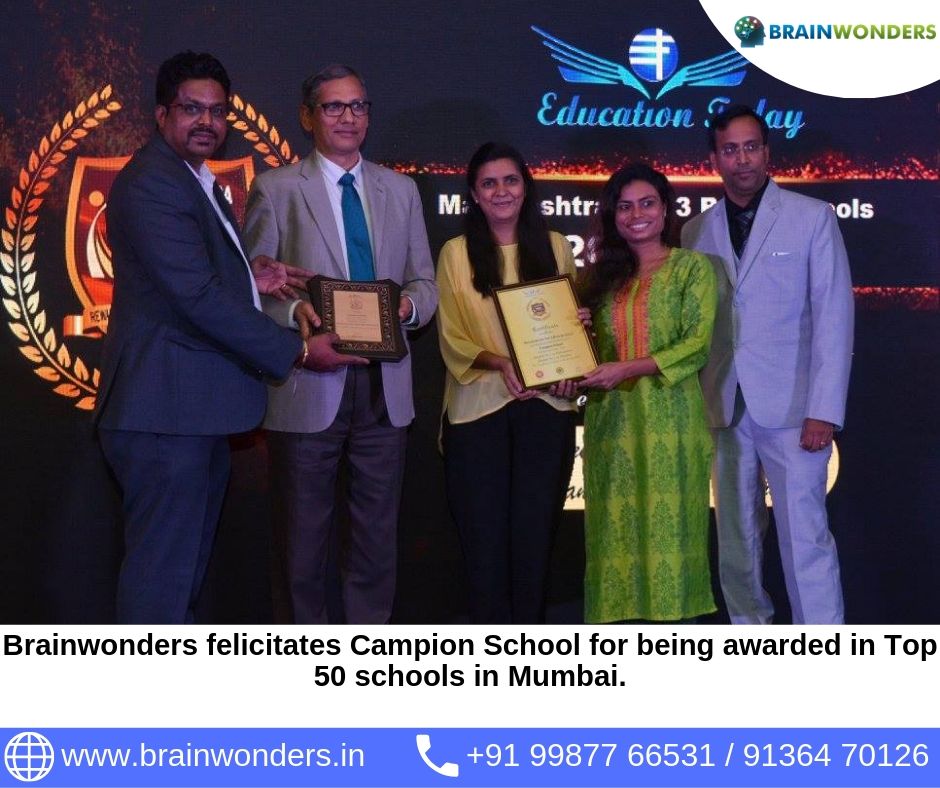 Brainwonders felicitates Campion School for being awarded in Top 50 schools in Mumbai