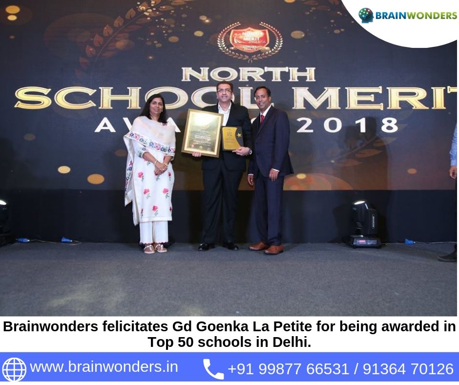 Brainwonders felicitates Gd Goenka La Petite for being awarded in Top 50 schools in Delhi