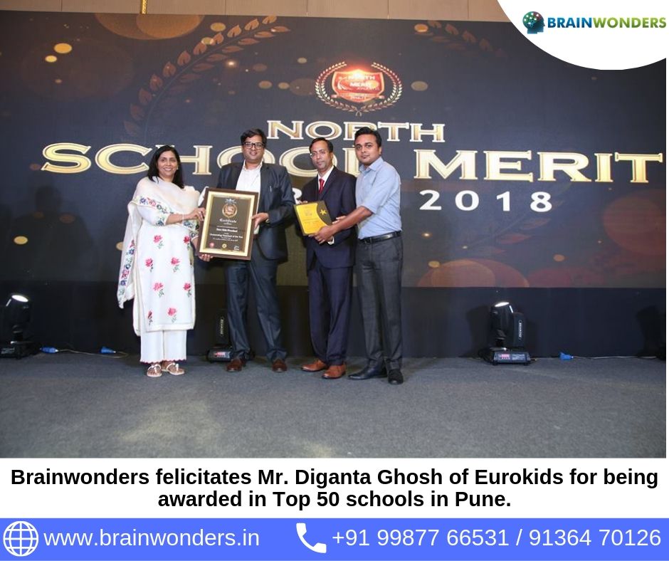 Brainwonders felicitates Mr. Diganta Ghosh of Eurokids for being awarded in Top 50 schools in Pune