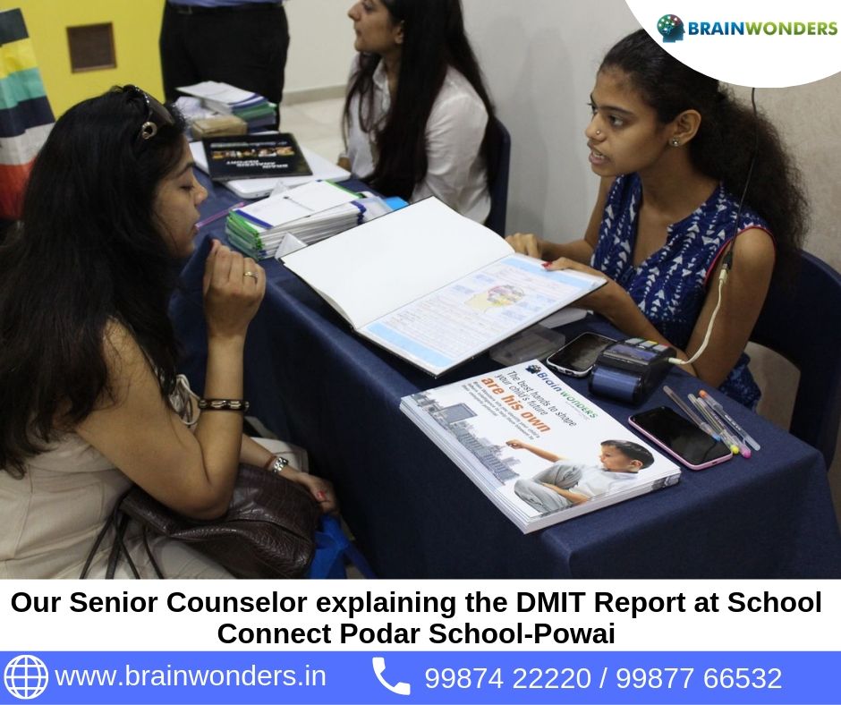 Our Senior Counselor explaining the DMIT Report at School Connect Podar School-Powai
