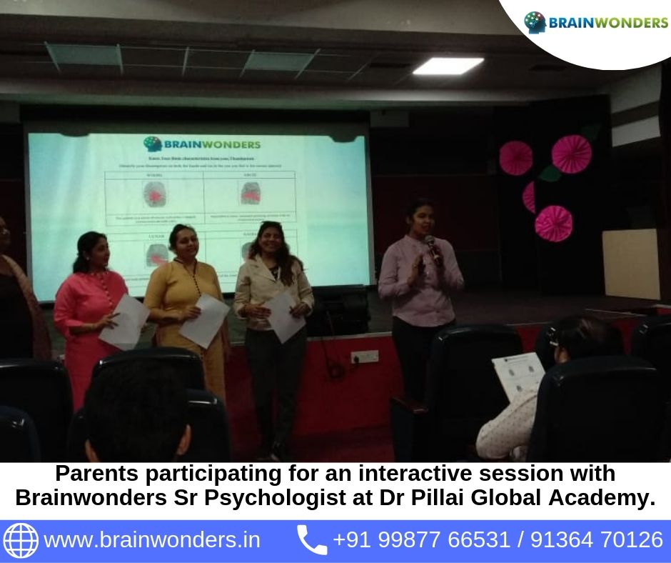 Parents participating for an interactive session with Brainwonders Sr Psychologist at Dr Pillai Global Academy