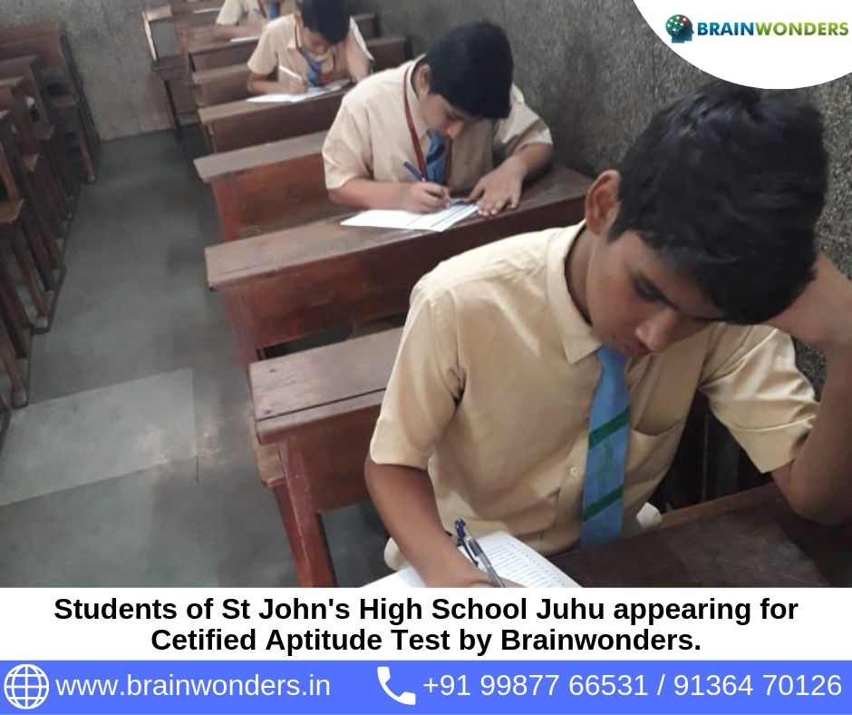Students of St John's High School Juhu appearing for certified Aptitude Test by Brainwonders